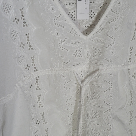 J.Crew White Lace Tunic with Ruffled Sleeves - Picture 3 of 8